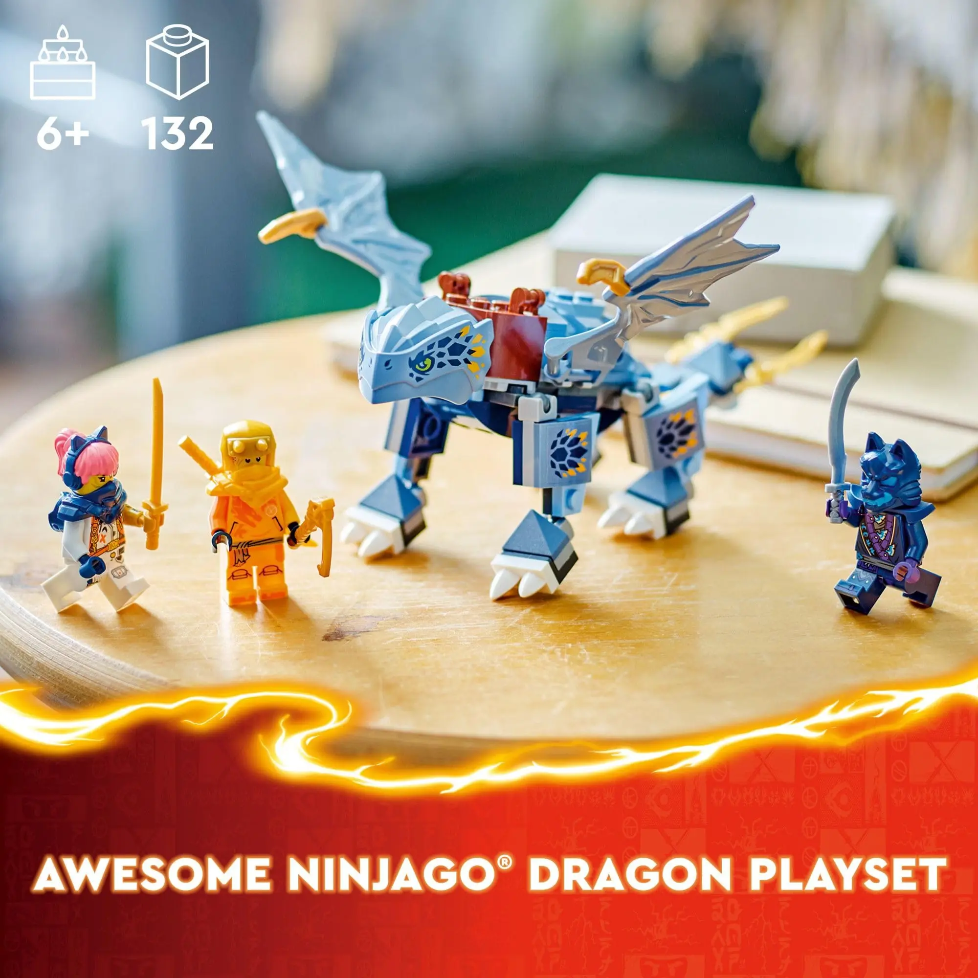 LEGO NINJAGO Young Dragon Riyu Playset with 3 Ninja Minifigures for Kids Buildable Ninja Toy Model Adventure Set 71810