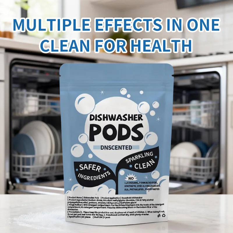 All-in-One Dishwasher Pods Deep Cleaning Grease Removal Anti-Limescale Deodorant Dish Washer Detergent Tablets for Kitchen Home