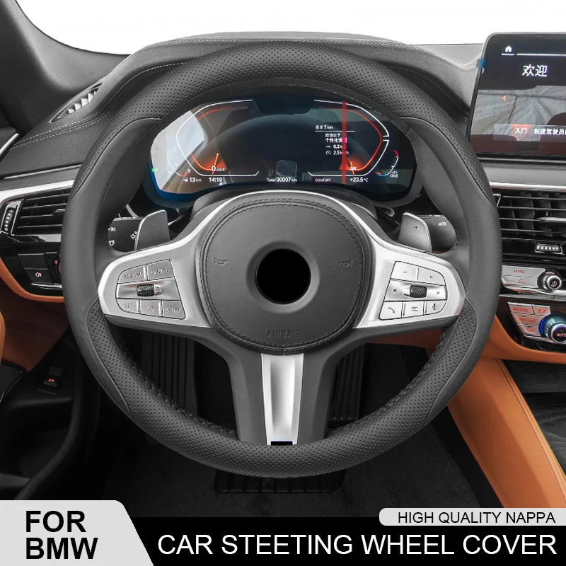 

Car Non-Slip Leather Steering Wheel Cover For BMW 3 5 7 Series E36 E39 E46 E60 E90 E91 FO1 F10 F15 F20 F30 X1 X3 X5 X7 M3 M4 M5