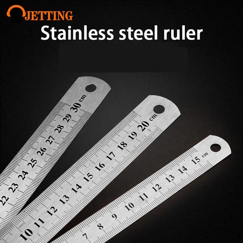 15/20/30cm Stainless Steel Metal Straight Ruler Ruler Tool Precision Double Sided Measuring Tool