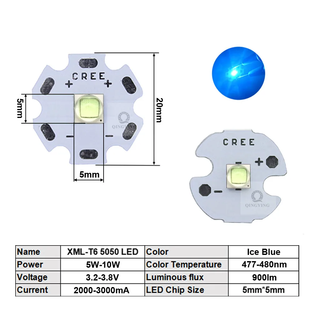 5pcs 5W8W 10W High Power LED 5050 XML T6 XML2 3-3.7V 5*5mm XM-L2 Chip Diodes Flashlights Parts DIY For Bicycle Car Accessories