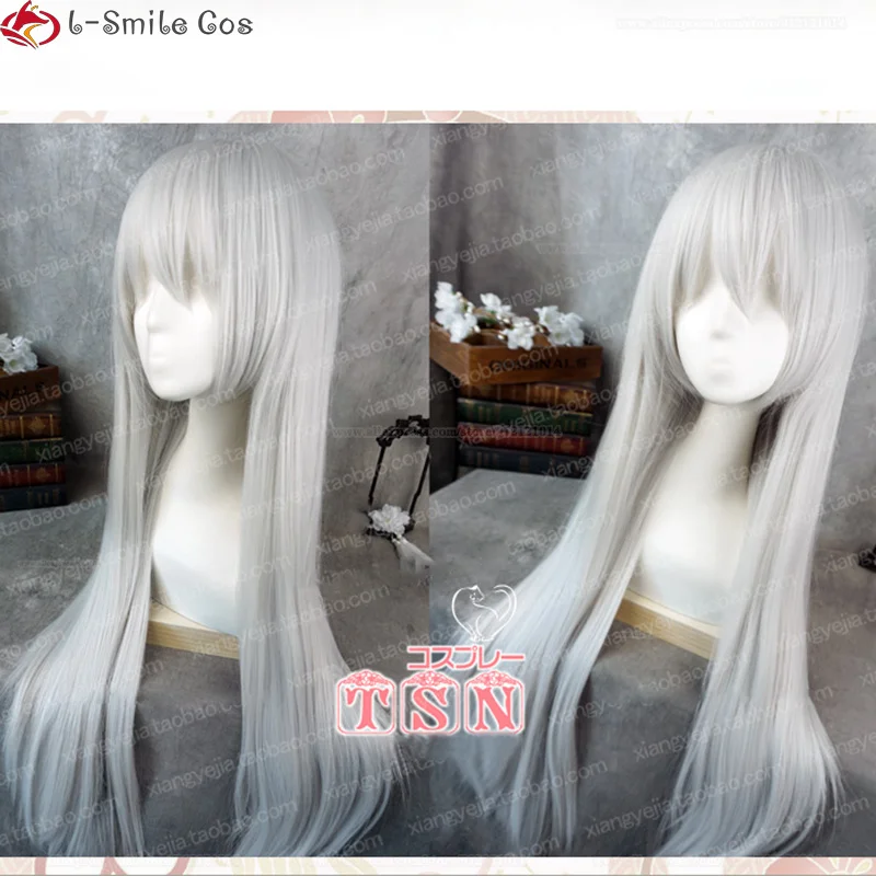 Tomoe Cosplay Wig Anime / Tomoe Wig Silver White 100cm Wig Ear Heat Resistant Wigs + Wig Cap