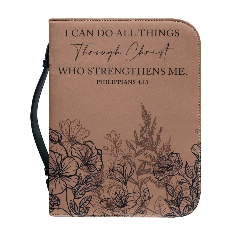 I Can Do All Things Through Christ Philippians Personalized Print Church Bible Cover Case PU Handbags Study Book Holy Storage