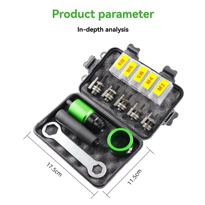 AD33 HOT Electric Aerodynamic Rivet Tool Kit Rivet Nut Tool Kit With Rivet Drill Bit Adapter Nut Pull Riveting Tool