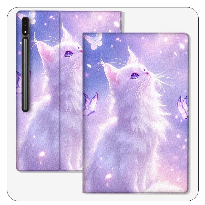 

Beautiful Butterfly Art Cat For Samsung Galaxy Tab S9 S10 S6 S7 S8 FE Plus Lite Inch Foldable Cover Tablet Case