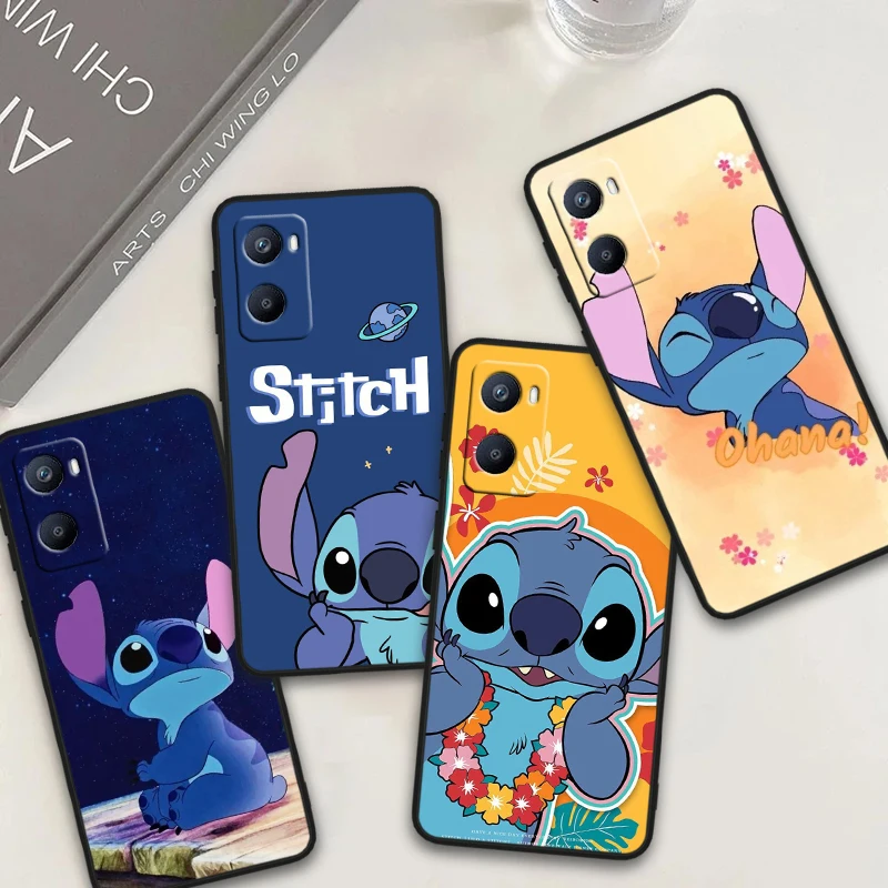 Funny Stitch Disney Cute For OPPO Reno 10 9 8 7 6 5 4 Z SE Pro Plus Lite Soft TPU Shockproof Black Phone Case