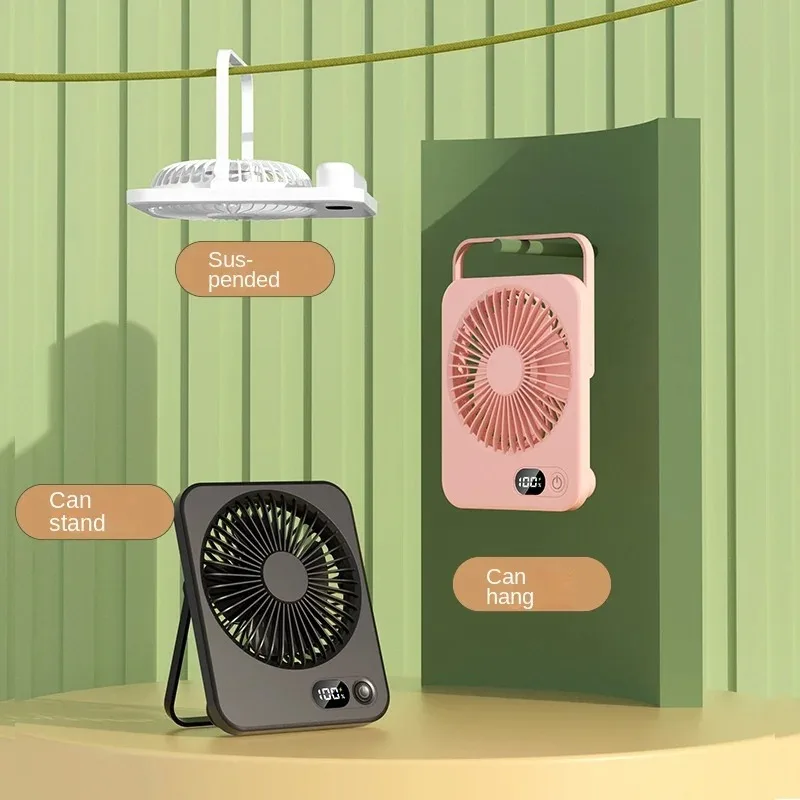 Portable Desktop Fan Mini Handheld Fan Mute Table Fan With Power Display 5 Speeds Adjustable Cooling Fan Foldable Desk Fan image 3