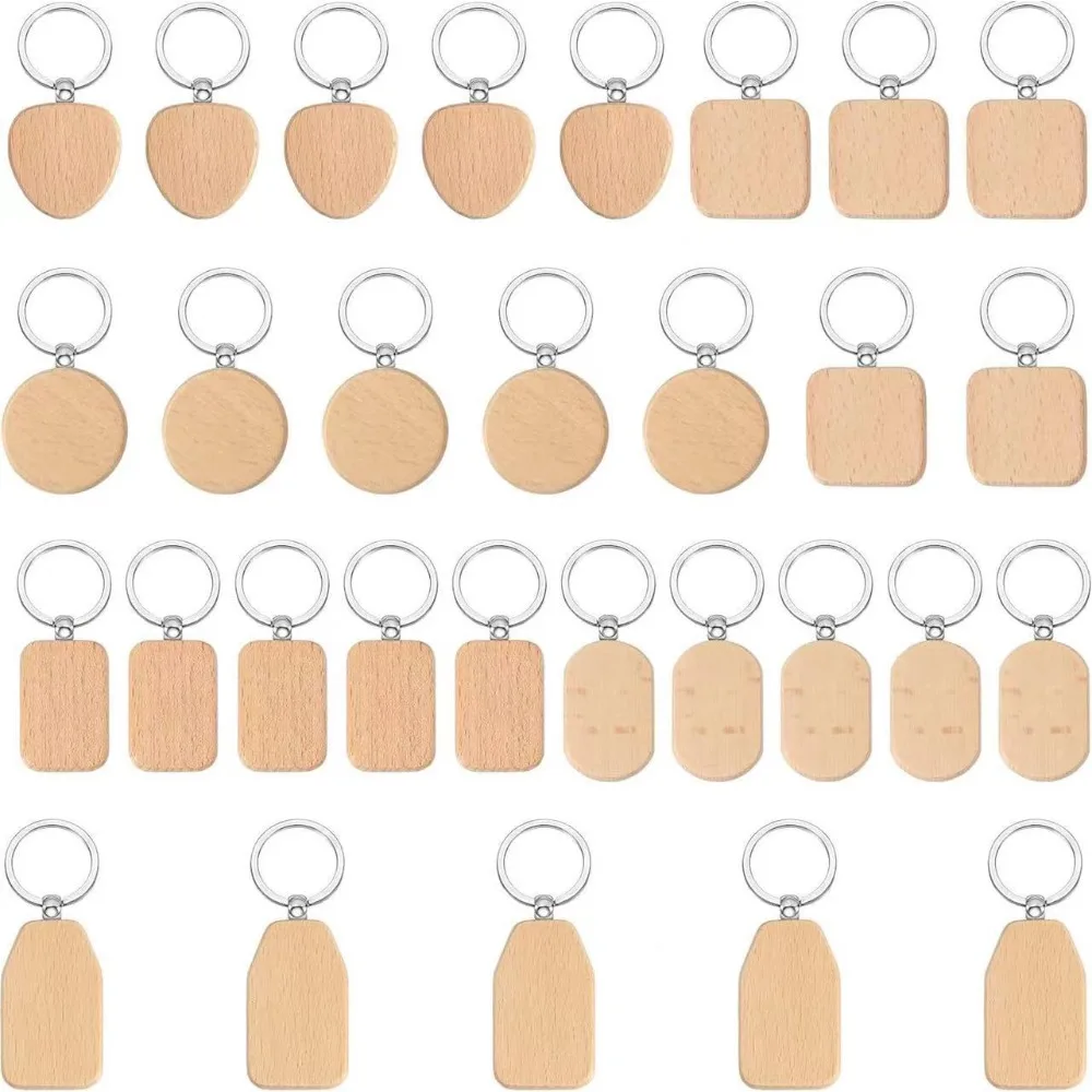 Creative Laser Engraving Gift for Beech Keychain DIY Wooden Pendant Solid Wood Personalized Keychain