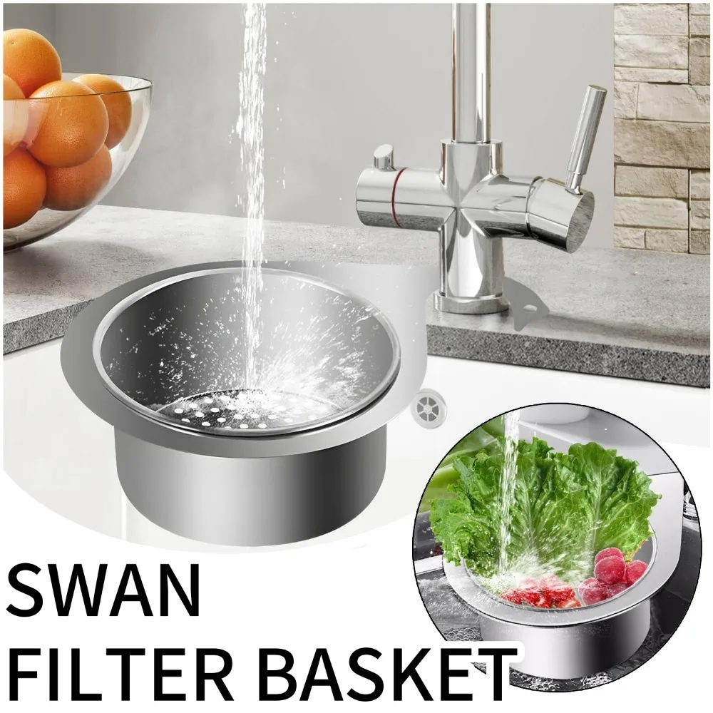 

Stainless Steel Swan Sink Strainer Hanging Detachable Kitchen Sink Garbage Dry Wet Separation Filter Basket Kitchen Accessories