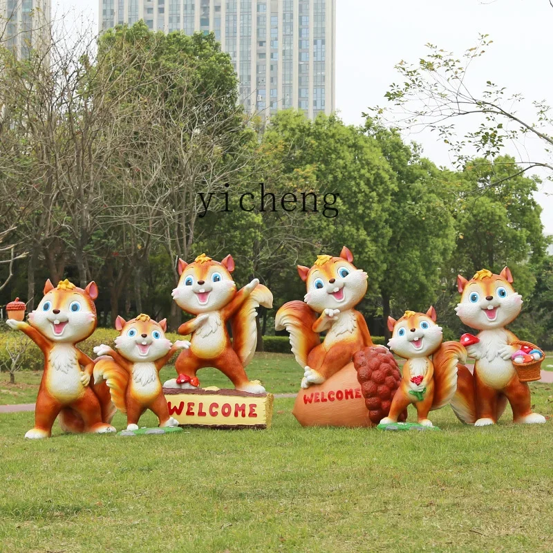 BJ-21   Outdoor Squirrel Cartoon Sculpture Sales Department Ornament Community Lawn Animal Landscape Ornament
