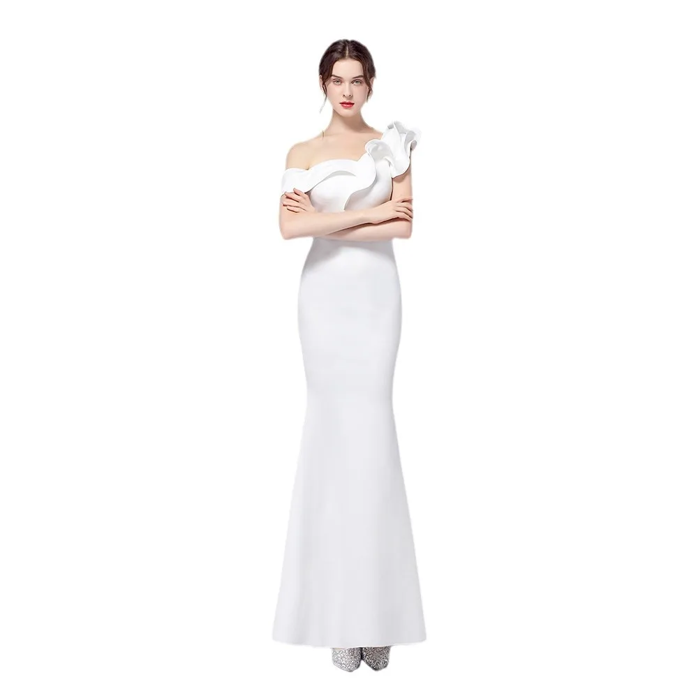 Elegant Asymmetric One Shoulder Ruffles Mermaid Prom Dress | Sophisticated Wedding Guest Party Dress
