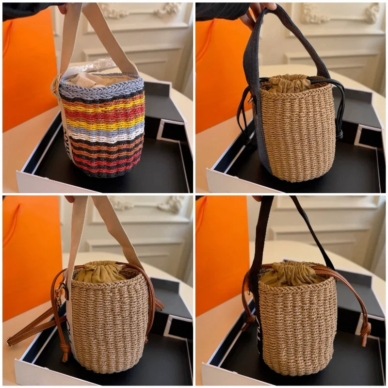 

Summer Rattan Straw Bucket Bag Women Woven Rattan Crossbody Handbag Casual Beach Vacation Ladies Purse Small Shoulder Bag