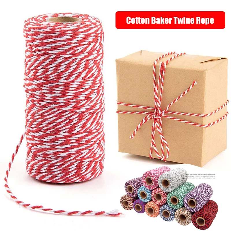 100M/Roll Cotton Cord Baker Twine Colorful Cotton Crafts Twine Macrame Cord String DIY Home Textile Gift Wrapping Wedding Decor