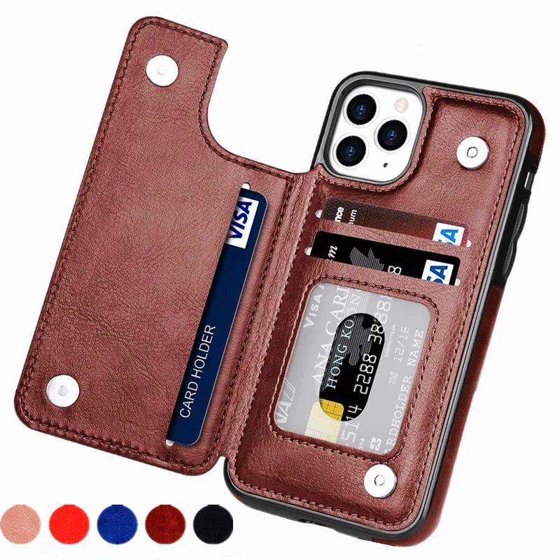 Flip Leather Kickstand Card Slots Case for iPhone 14 13 12 11 Pro Max SE XR XS Max X 7 8 6 6S Plus Wallet Case Card Holder Cover