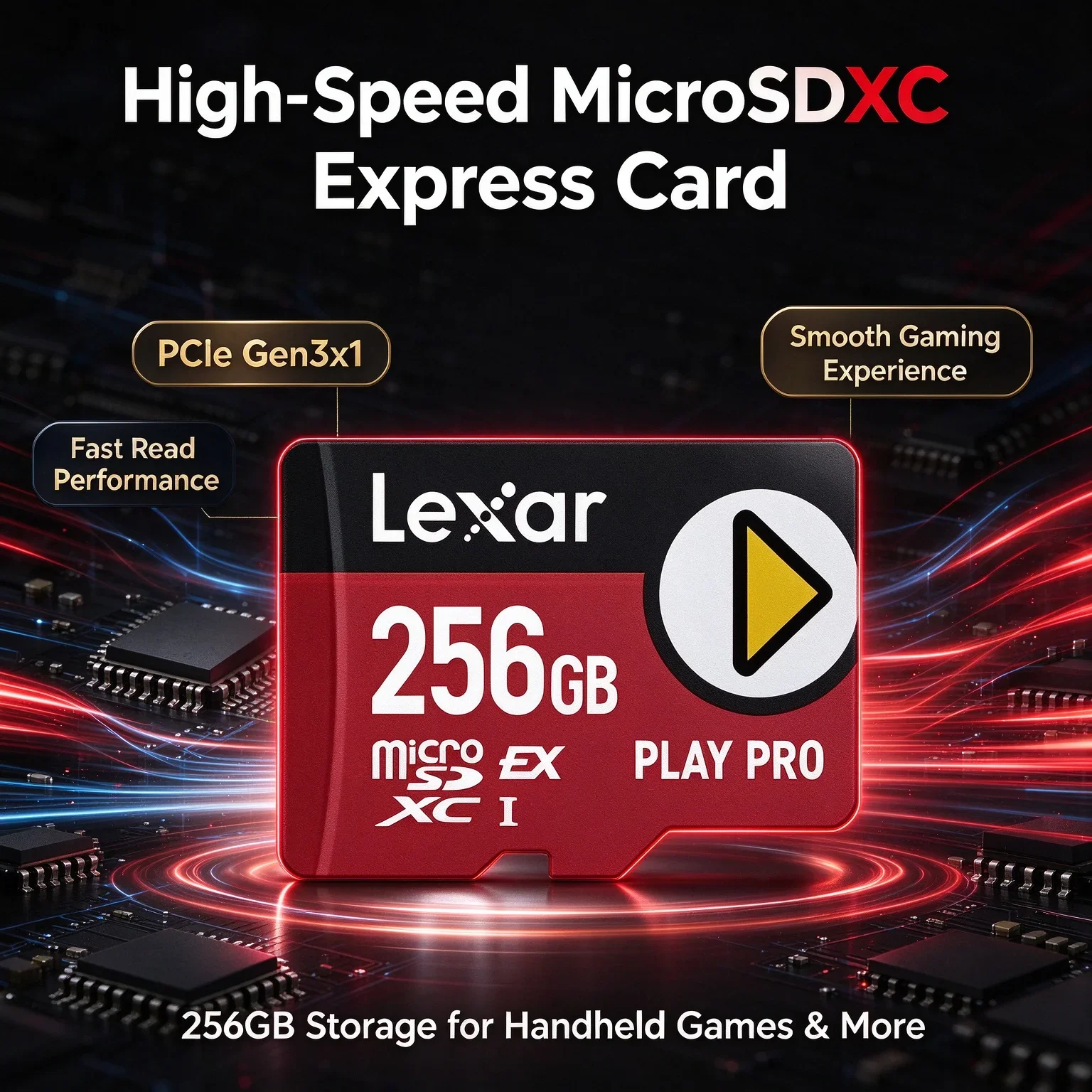 Lexar PLAY PRO 1TB MicroSDXC Memory Card PCIe Gen3x1 Read Up to 900MB/s High Speed TF Card for Gaming Storage 4K Recording
