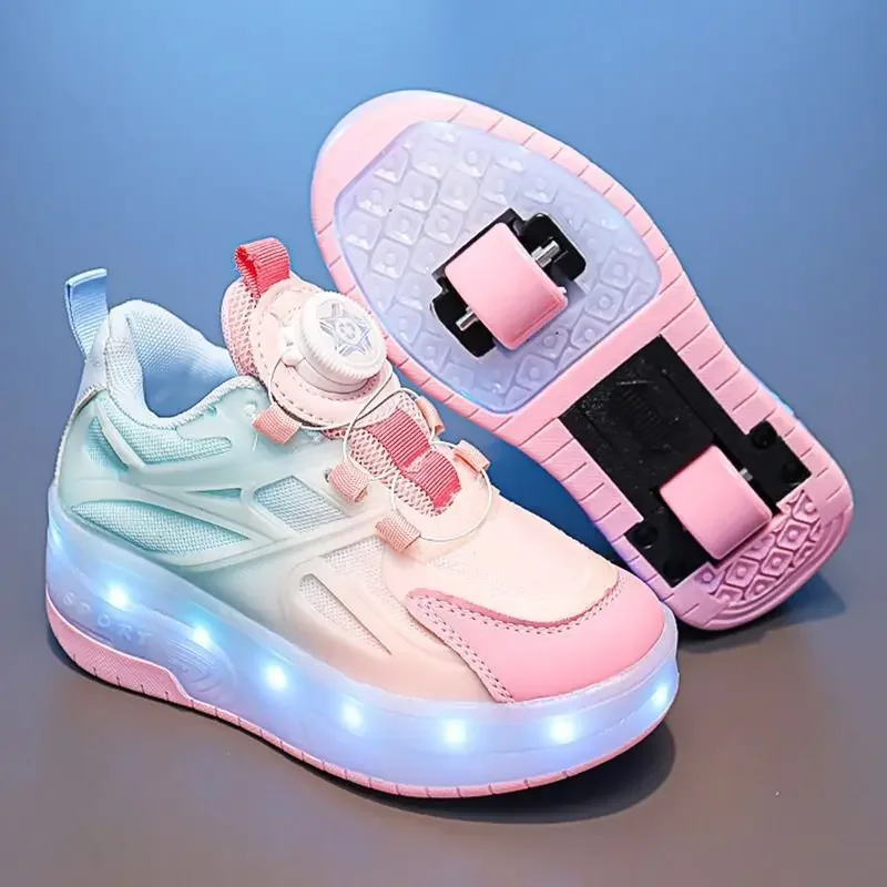 Kids Shoes Roller Skate Sneakers USB Charge Illuminated Shoes Girls Boys Casual Skateboard Shoes Casual Roller Children Trainers