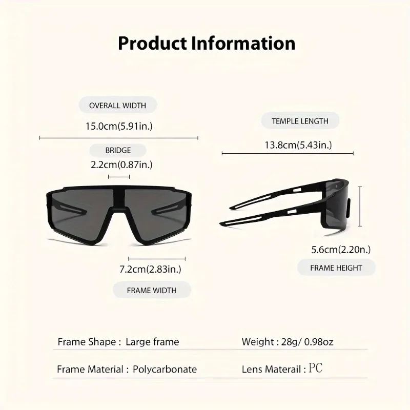 2pcs Men's Oversized Cycling Sunglasses Women Sport Goggles Windproof Lens Road Riding Bike Eyewear UV400 Gafas De Sol - view 4