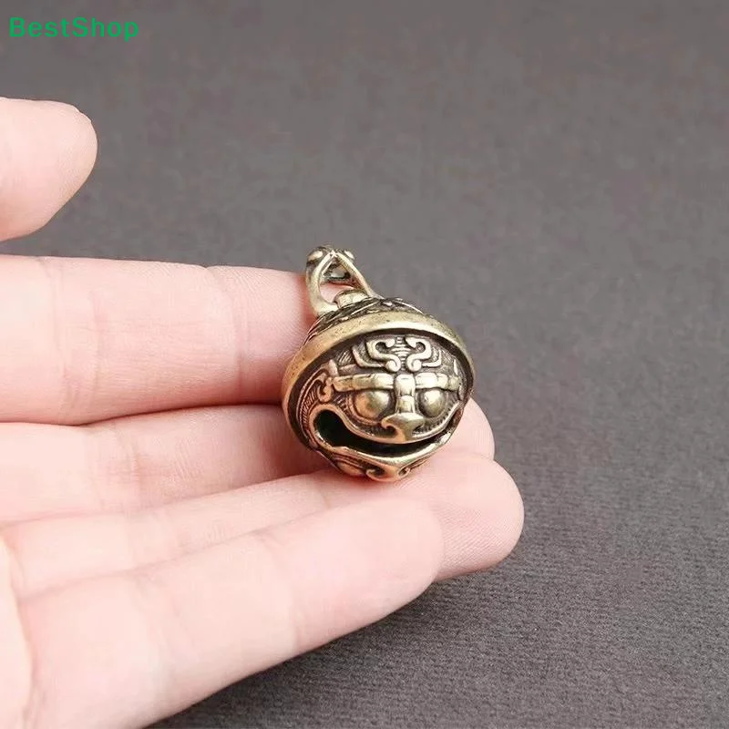 ✔Vintage Brass Taotie Pure Copper Gluttonous Bell Car Key Chain Pendant Small Pendant Men And Women
