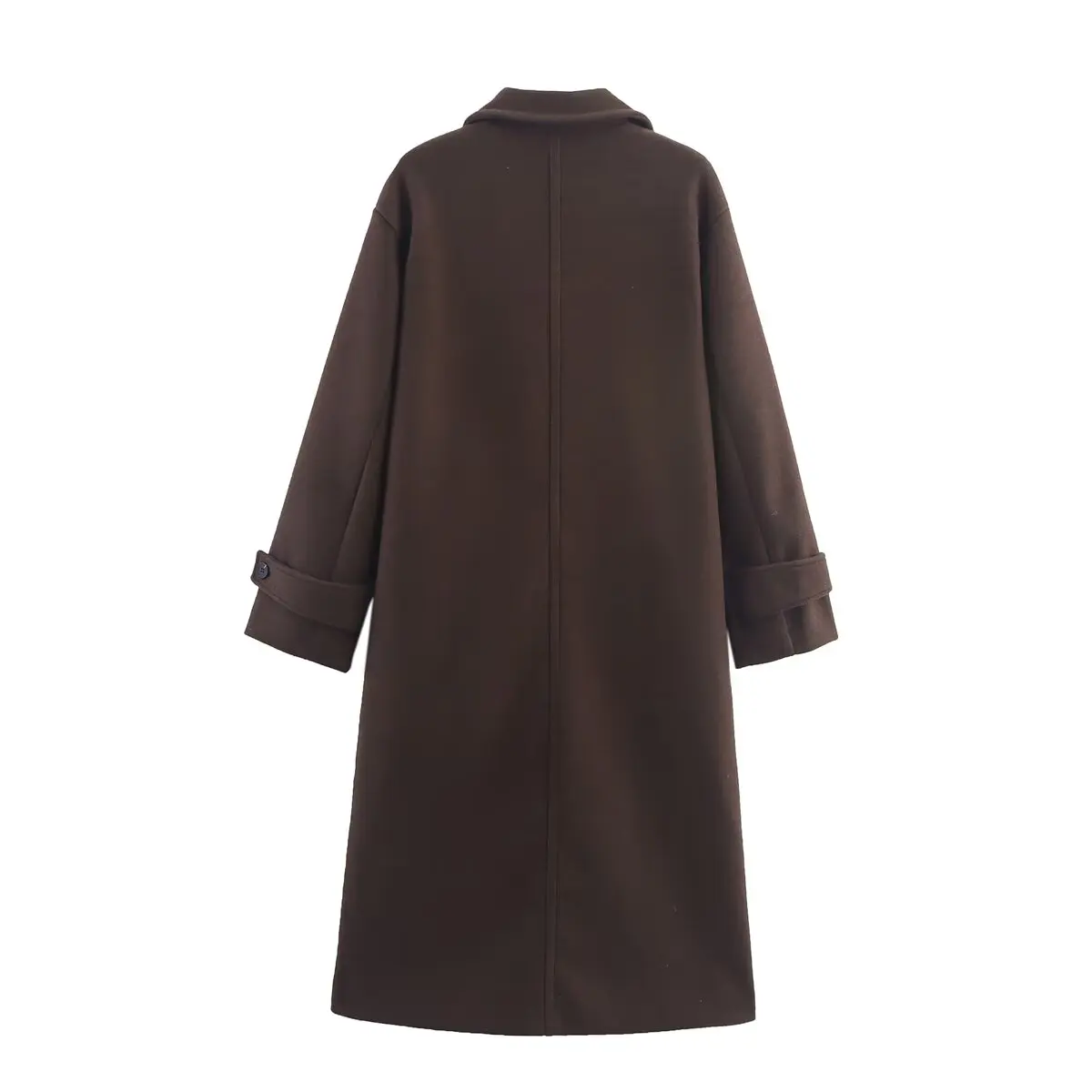 KONDALA Chic 2025 Women Vintage Brown Coats Buttons Turn-Down Collar Long Outwear Elegant Teacher Streetwear Autumn Casual Coats