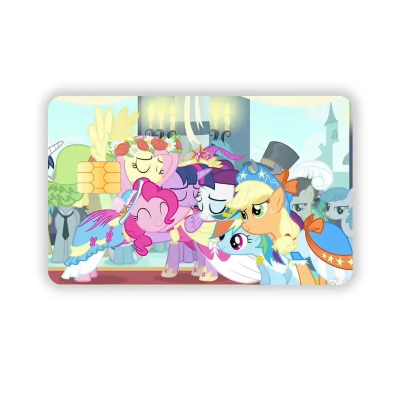 Autocollants étanches My Little Pony pour carte de crédit, carte de débit, dessin animé Kawaii, grands et petits autocollants à puce, nouveau