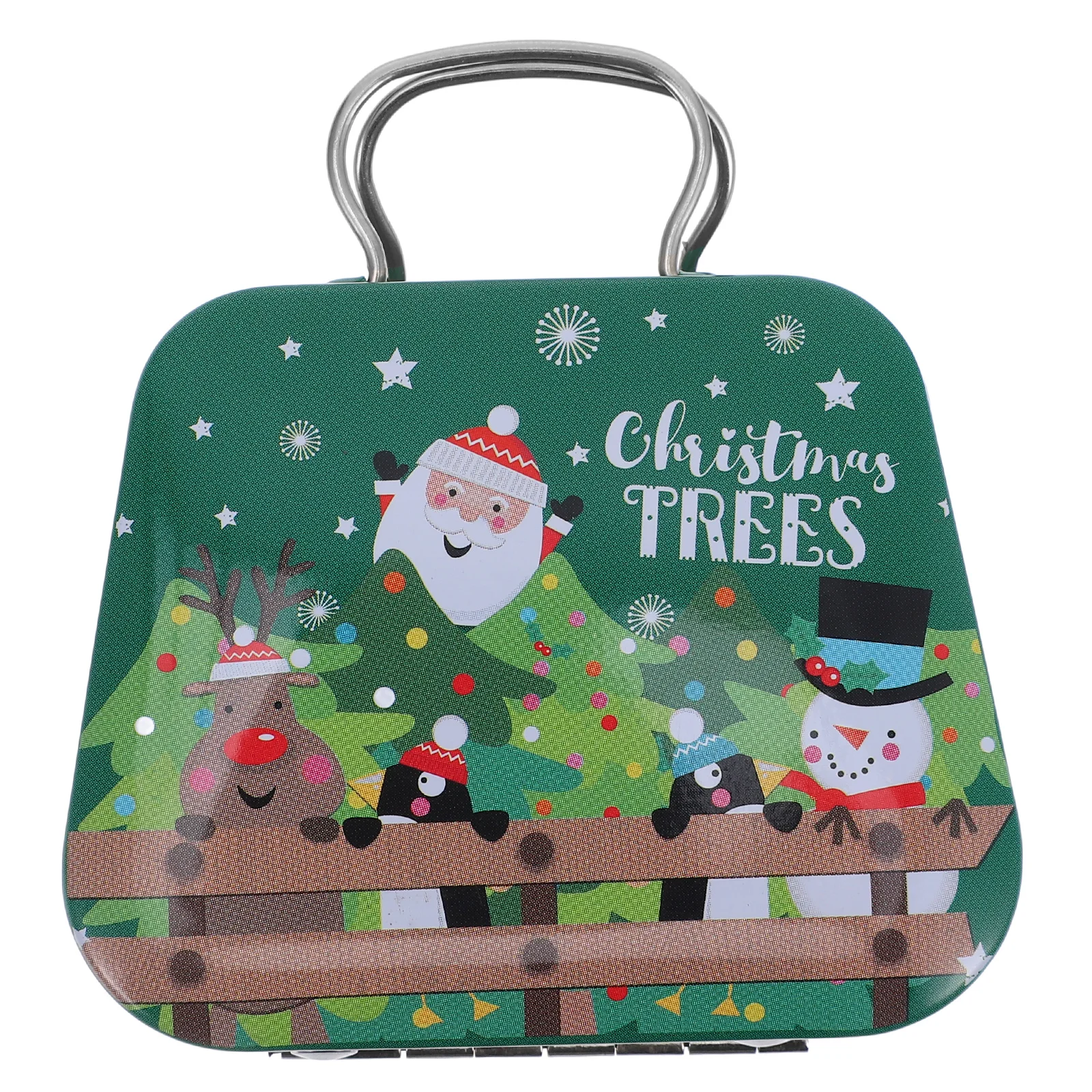 

1Pc Christmas Cookie Tin Decorative Iron Candy Box Handbag Shape Gift Box Holiday Treat Container