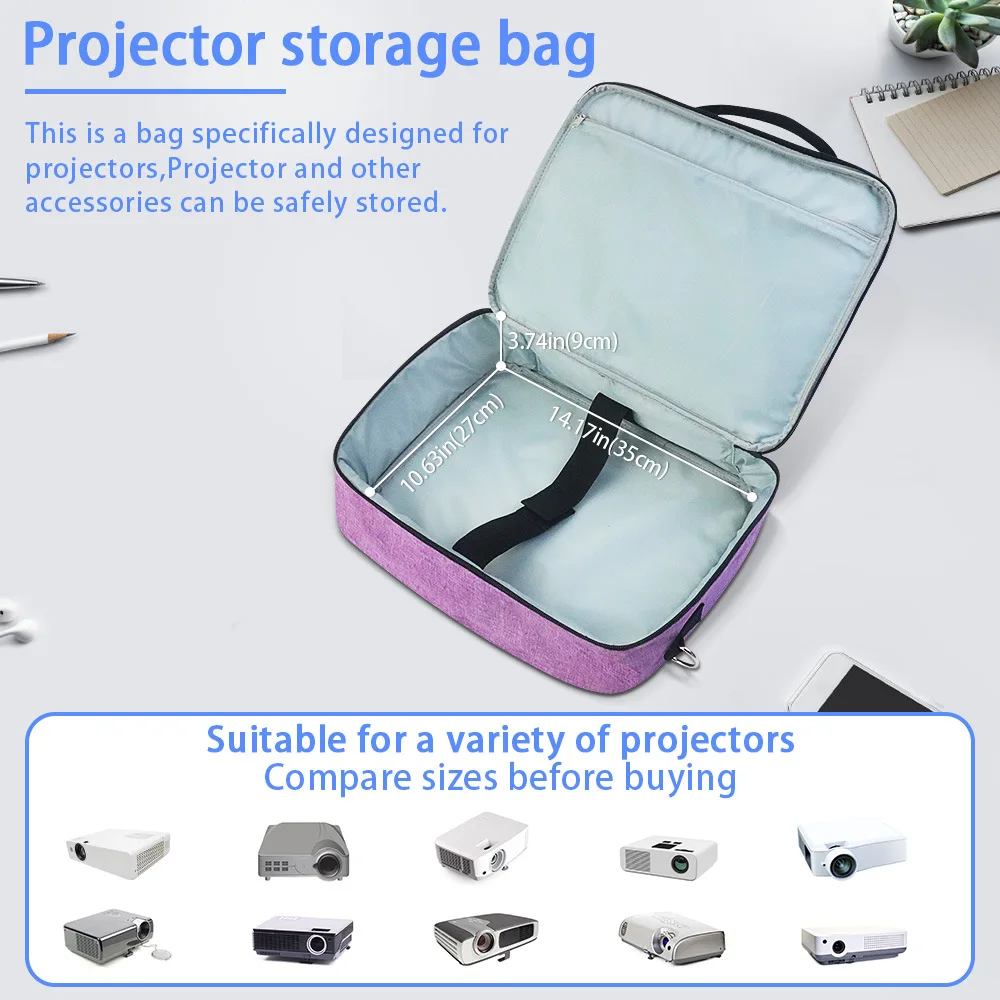 Projector Storage Bag with Storage Pockets Lens Storage Bag Portable Multifunctional Tool Bag Sleeve Travel Bag Video Projector