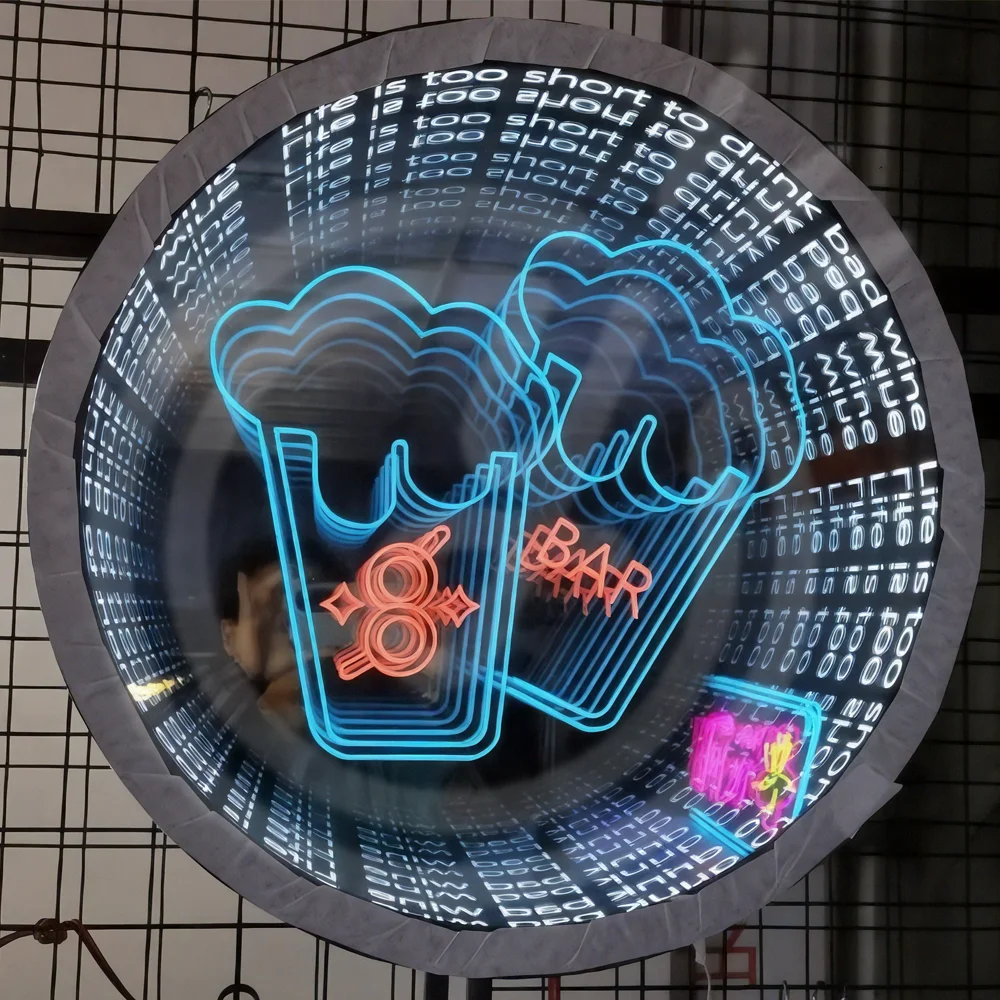 Custom 3D Infinity Mirror Sign Channel Letters Personalized Wall Business Outdoor Indoor Decoration for Business Storefront