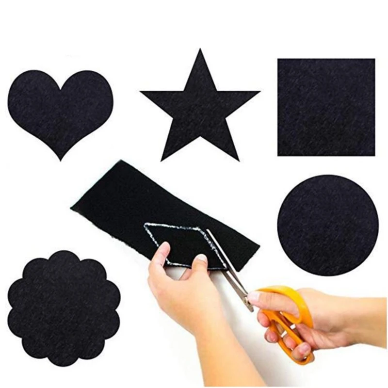 Pack of 20 Peels and Felt Sheets Adhesive Backed with Elegant Color Black Sturdy Cloth Fabric for Craft Supplies