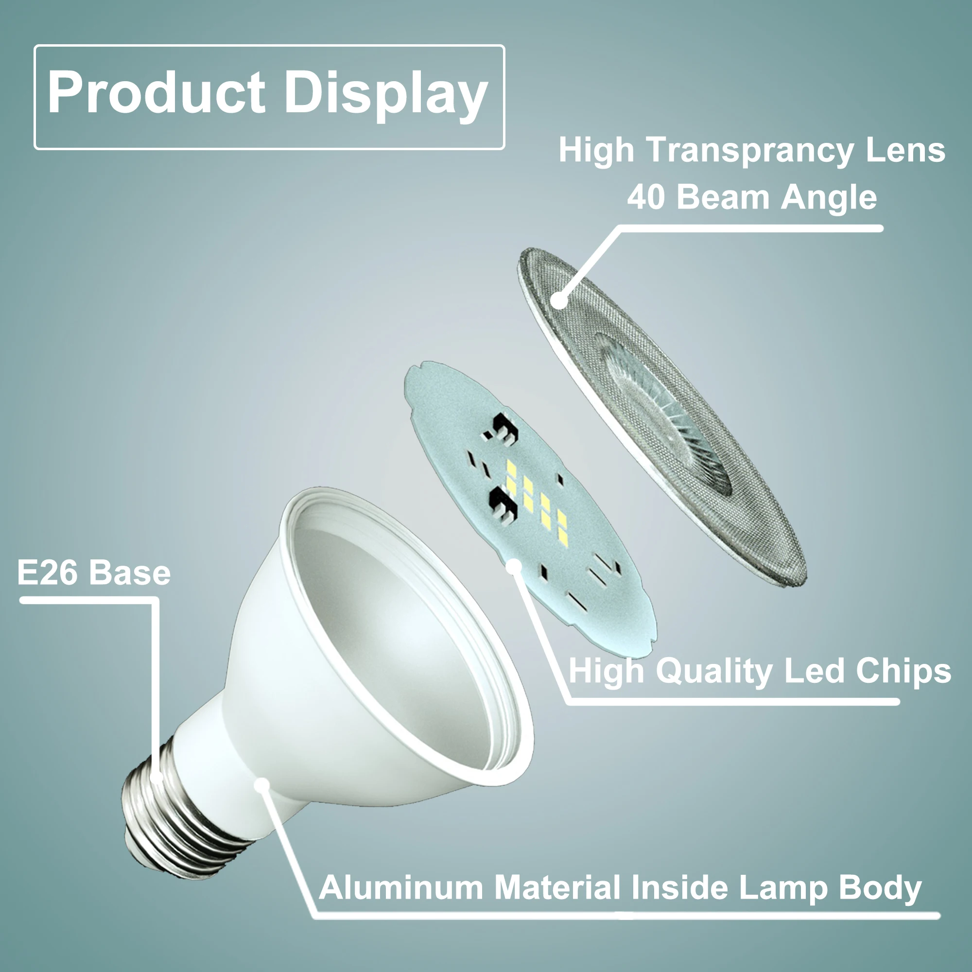 Imagem -04 - Lâmpadas Led Brancas Quentes Reguláveis 7w 50w Equivalente a Halogênio E26 40 Graus de Luz para Interior Par20 3000k Pacotes