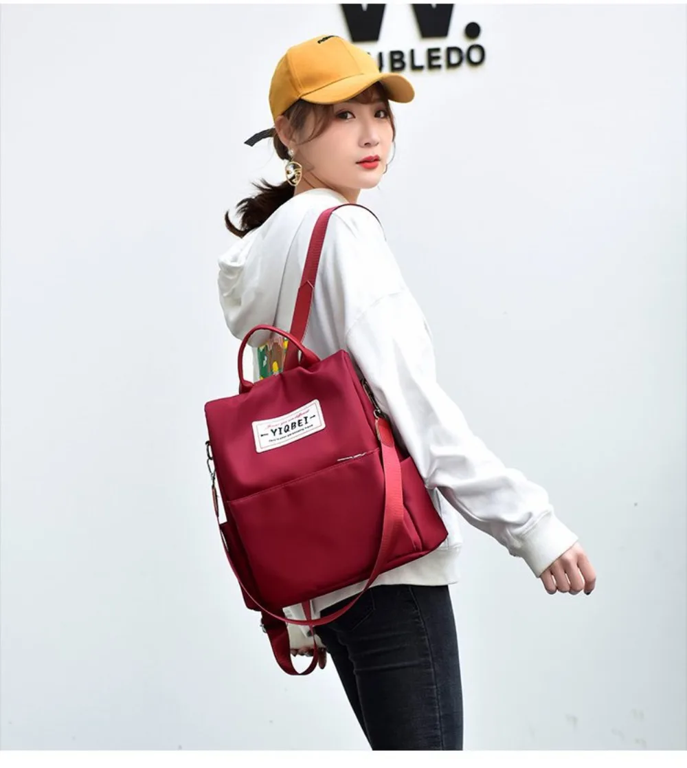 Wasserdichter Oxford-Rucksack mit hoher Kapazität, Diebstahlsicherer, leichter Reise-Tagesrucksack, einfarbig, vielseitige Umhängetasche für Damen – Detail 11