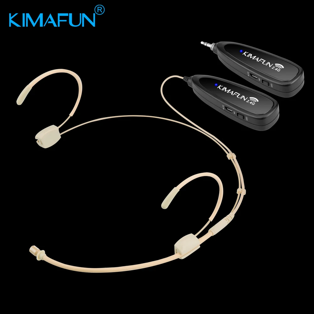 KIMAFUN 2.4G Wireless Microphone 30-50m Transmission Dual Ear Headset Megaphone Mic for Teaching,Teachers,Meetings,Loudspeaker