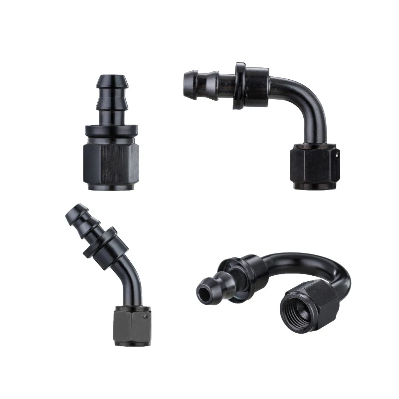 Universal AN4/AN6/AN8/AN10 Aluminum Oil Fuel Fitting Female Swivel to Push Lock Hose End Adaptor Kit Rubber Tube 0/45/90/180