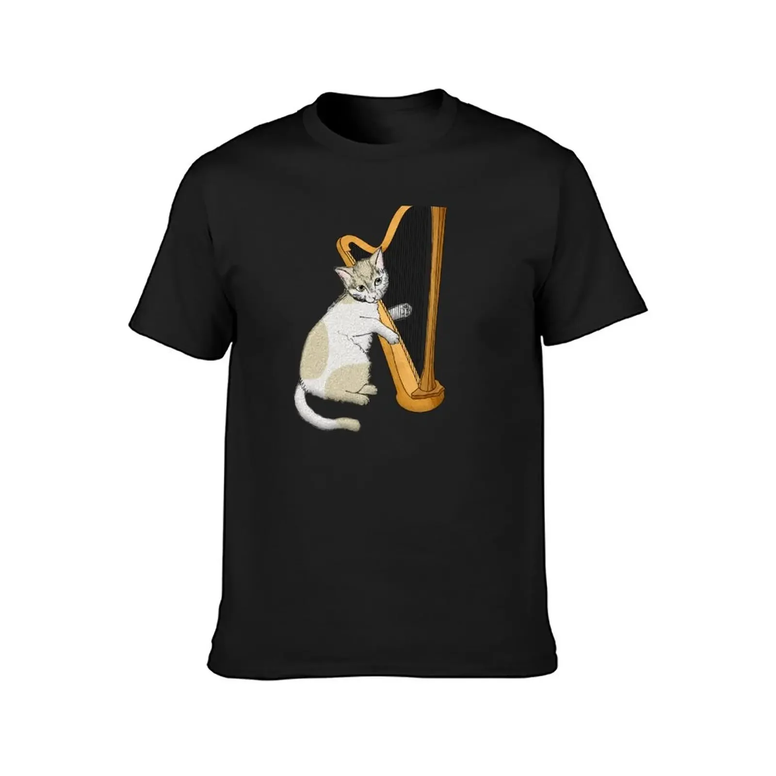 Calico Cat Plays the Harp T-Shirt topping boys whites mens white t shirts