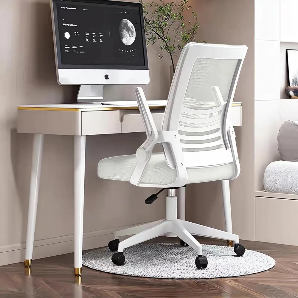 Computer Chair Mesh Ergonomic Office Chair Home Office Lumbar Support Padded Flip-up Armrest Swivel Desk Chair