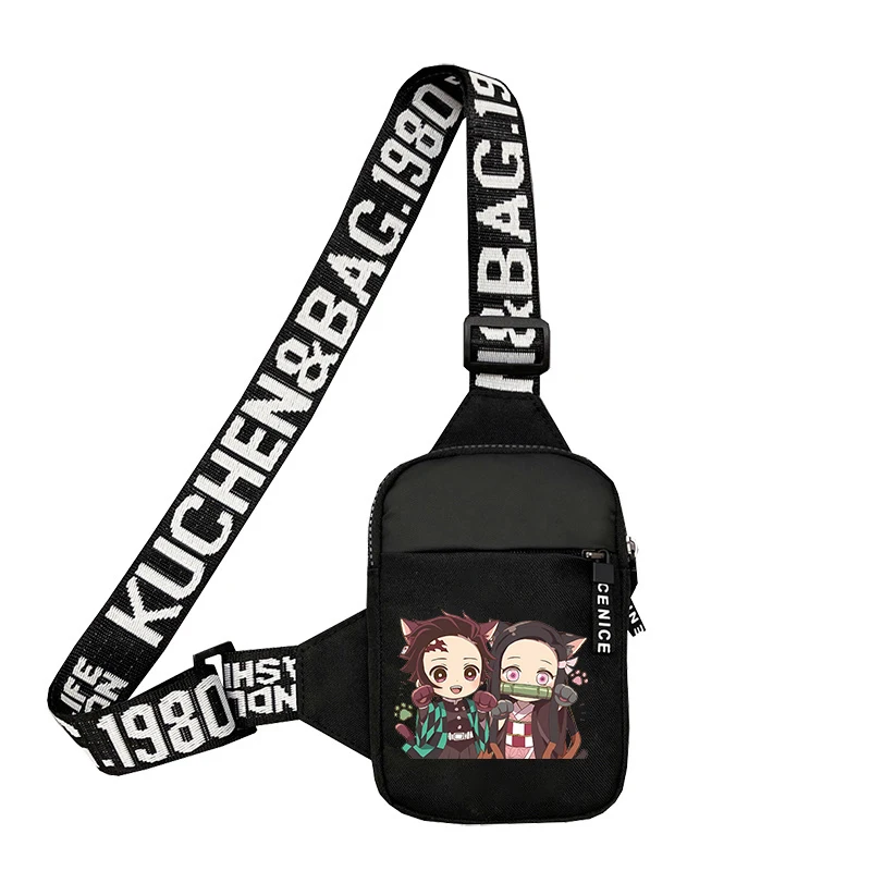 Demon Slayer Sport-Brusttasche für Herren, kleine Handytasche, Anime-Figur, Messenger-Taschen, Hüfttaschen für Jungen, multifunktionale Handgepäcktasche, Geschenk