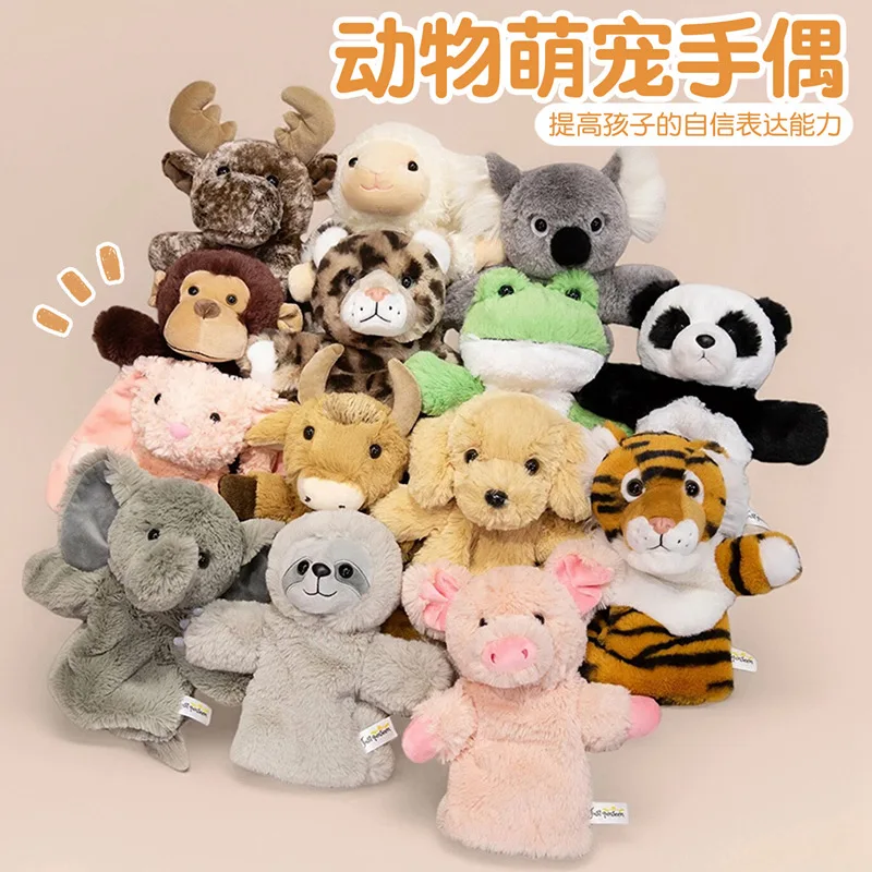 Cute Lifelike Animals Hand Puppet Plush Toy Simulation Pig Rabbit Stuffed Dog Tiger Koala Sloth Educational Children Toy Gift