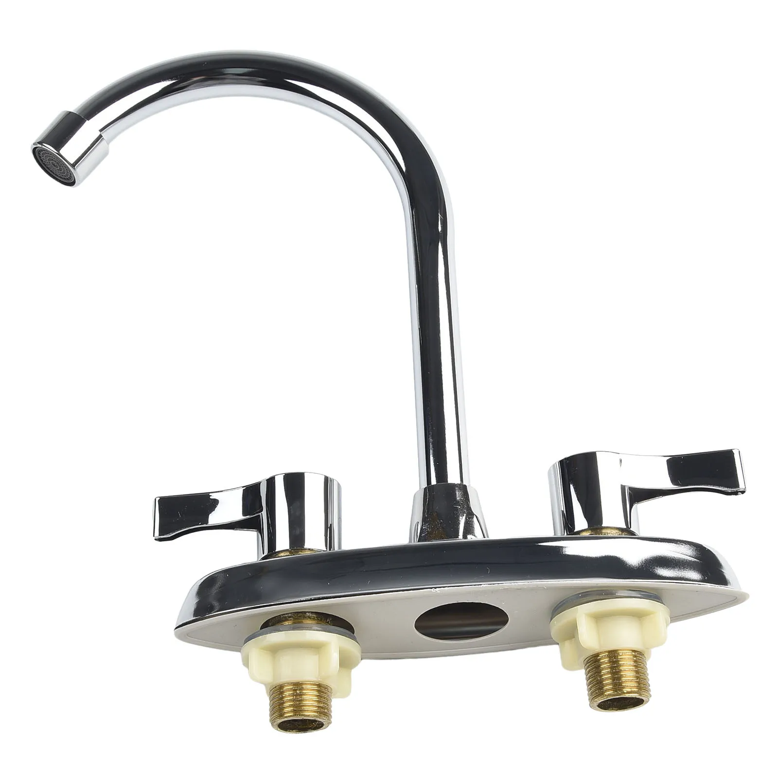 1x Bathroom Faucet Brass Double Hole Handle Kitchen Faucet Swivel Hot And Cold Faucet Washbasin Hot & Cold Water Faucet