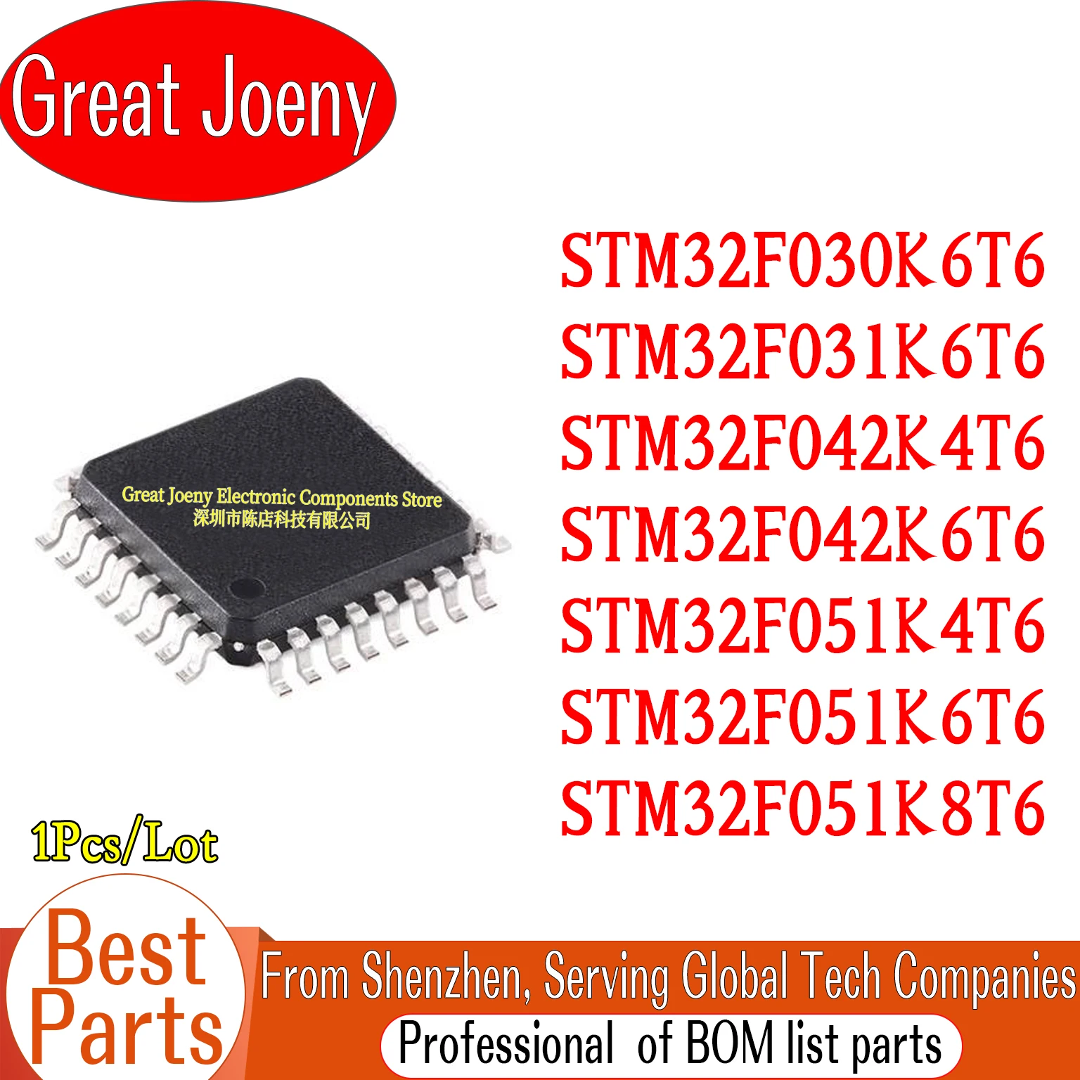 100% New Original STM32F030K6T6 STM32F031K6T6 STM32F042K4T6 STM32F042K6T6 STM32F051K4T6 STM32F051K6T6 STM32F051K8T6