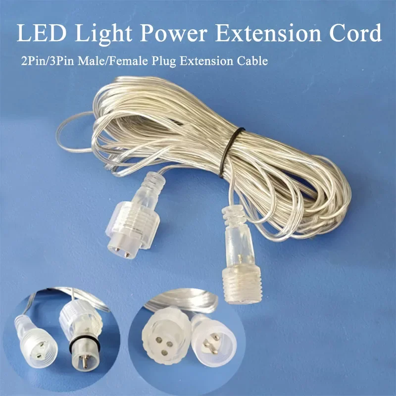 LED Light Power Extension Cable 2Pin 3Pin Male Female Plug Cord for Solar Panel Christmas Tree String Light Waterproof Wire Kit