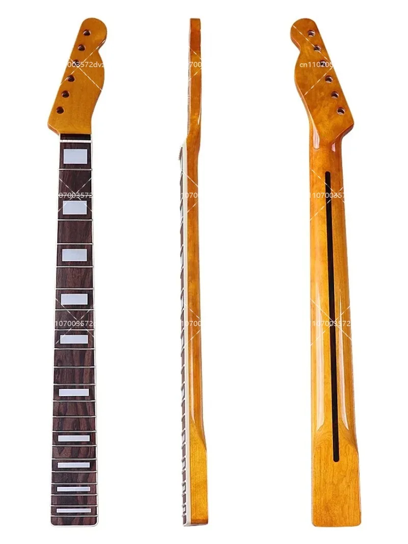 Neck 6 Strings 21 Grid Maple Folded Edge Yellow Bright Light Color Neck Redwood Fingerboard