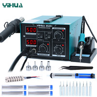 YIHUA Soldering Station Kit With Air Pump For PCB Repair Tool LCD Stand alone control switch High airflow Hot Air Rework Station