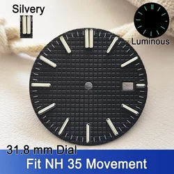NH35 다이얼 용 31.8mm 다이얼 NH35A 무브먼트 손목 시계 용 C3 녹색 빛나는 시계 다이얼 손 얼굴 교체 액세서리 부품