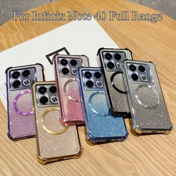 Luxury Sparkling Magnetic Wireless Charge Cover for Infinix Note 40 Pro Plus 4G 5G TPU Shockproof Protection Phone Soft Case