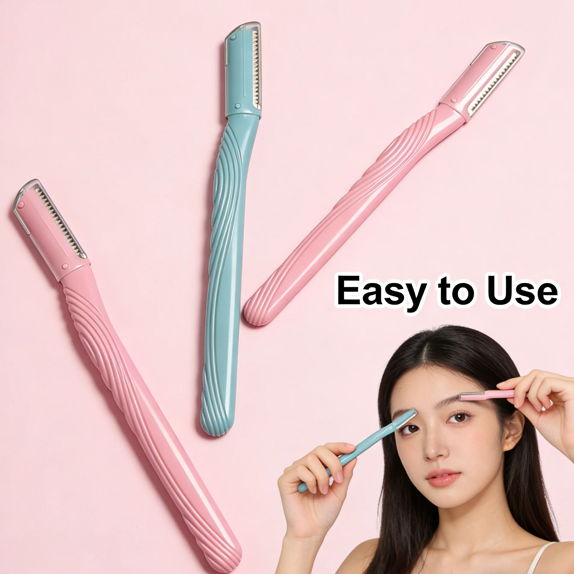 3 pieces of eyebrow trimmers for precise trimming of excess eyebrows, stray hairs, and lip hair. Colors are randomly selected.