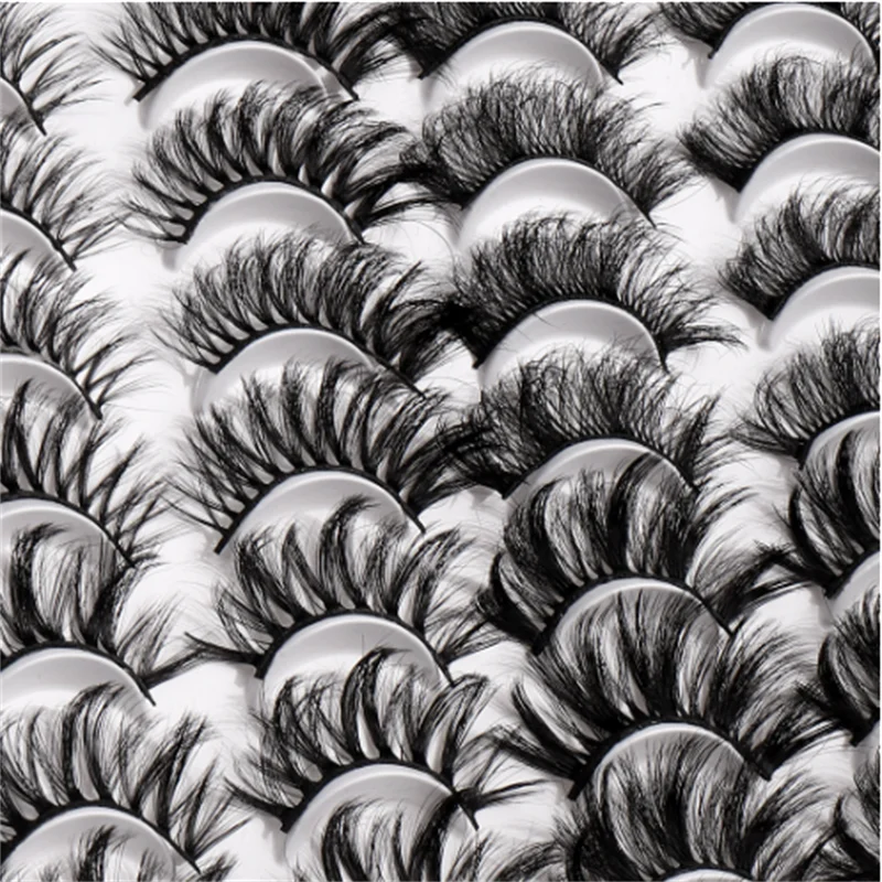 Ciglia spesse naturali crespi premium Ciglia con striscia esagerata da 25 mm per ciglia finte dall'aspetto naturale all'ingrosso