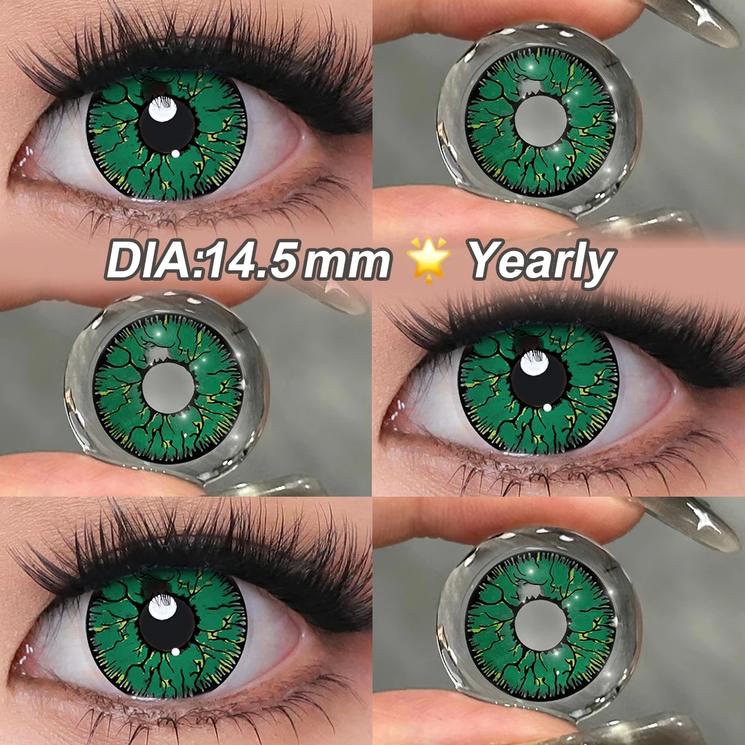 MAGITSTER Colorful Cosplay Contact Lenses Eye Lenses Multicolored Lenses Halloween Lenses White Black Red Lenses Yearly 1 Pairs