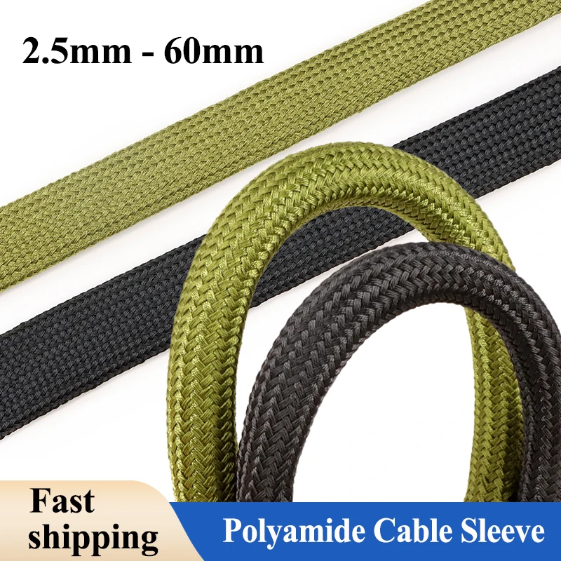 

2/5/10M Cable Sleeving 2.5 4 6 8 10 12 14 16 20 - 60mm High Density Polyamide Braided Insulated Wire Protector Line Sheath Wrap