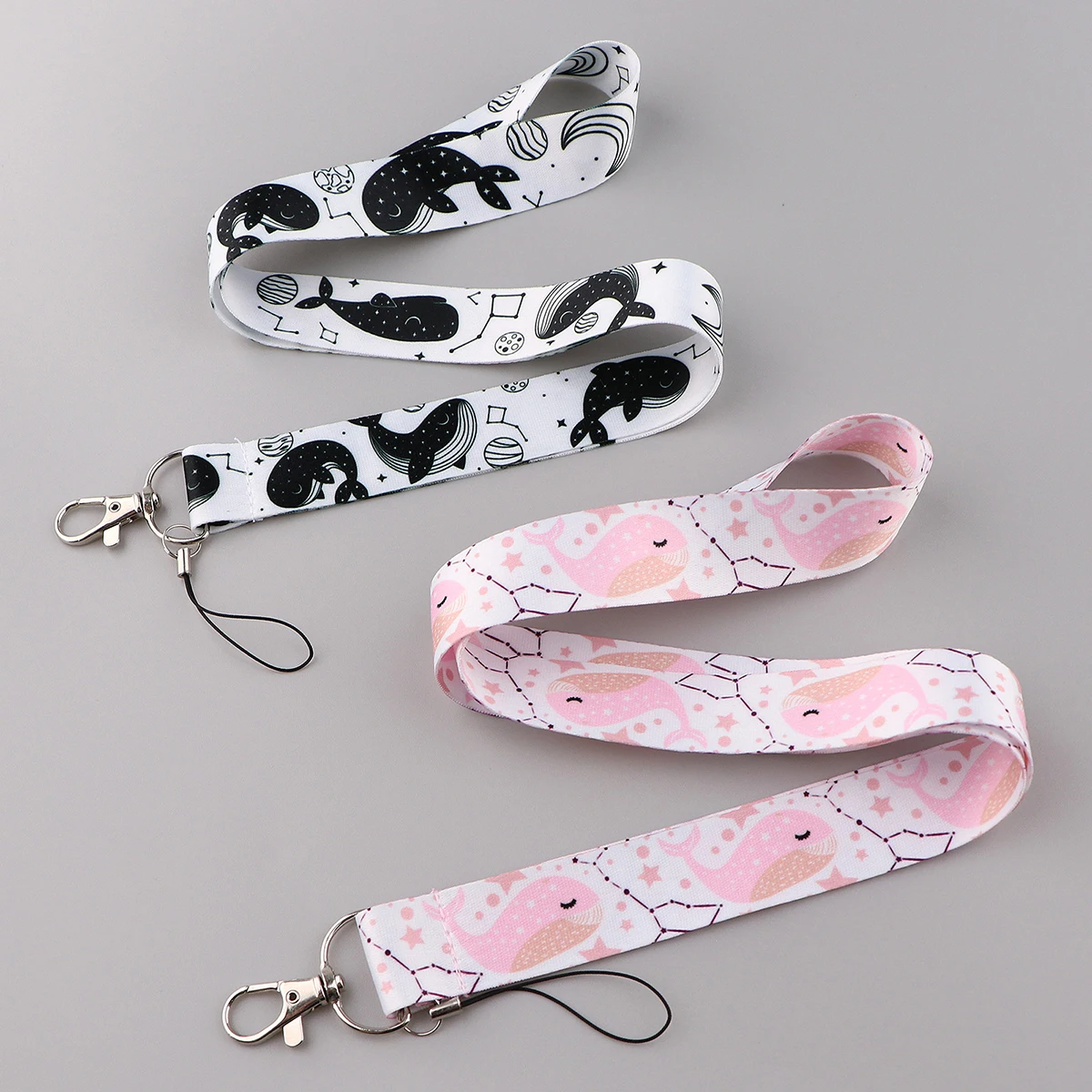 Cute Cartoon Blue Whale Lanyards ID Badge Holder Neck Strap for Key ID Card Cellphone Straps Badge Holder DIY Hanging Rope