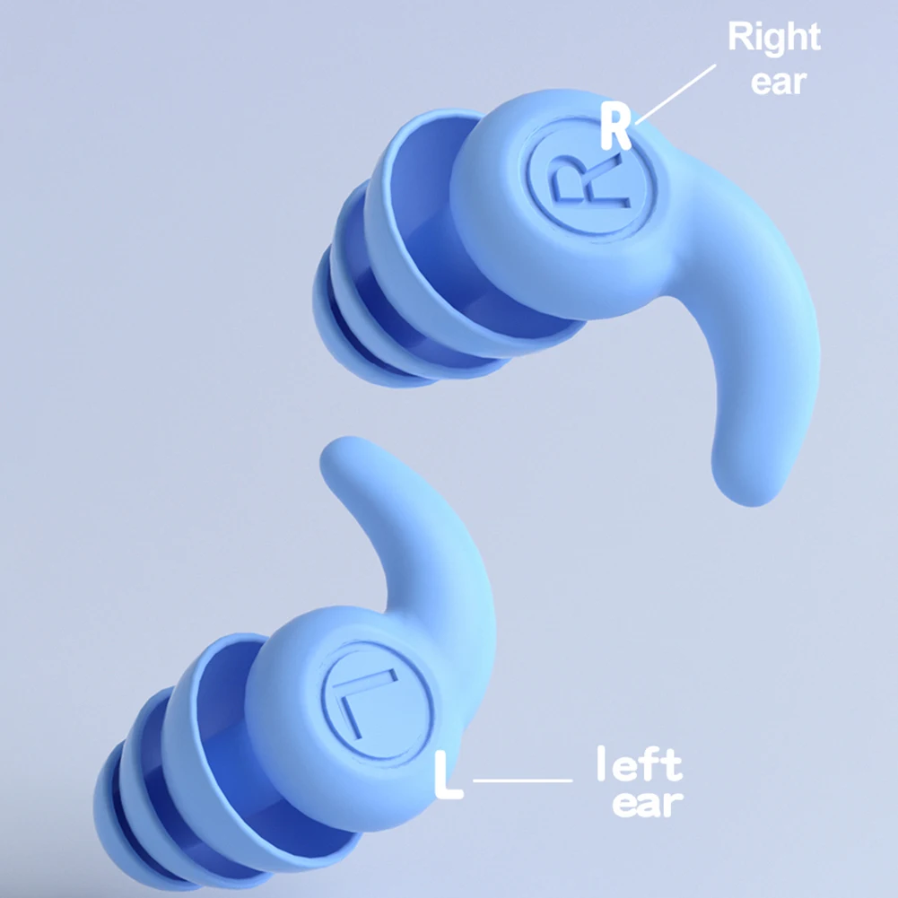 1 Pair Silicone Sleep Ear Plug Waterproof 3 Layers Canceling Noise Reduction Soundproof Lightweight Portable for Sports Swimming