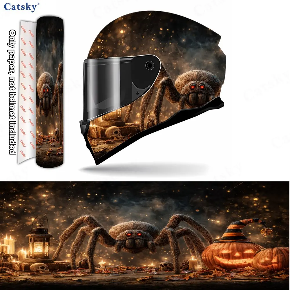 Halloween Pumpkin Spider Pattern Helmet stickers , PVC Material Multifunctional Helmet Stickers, Scratch-Resistant & Fade-Proof,